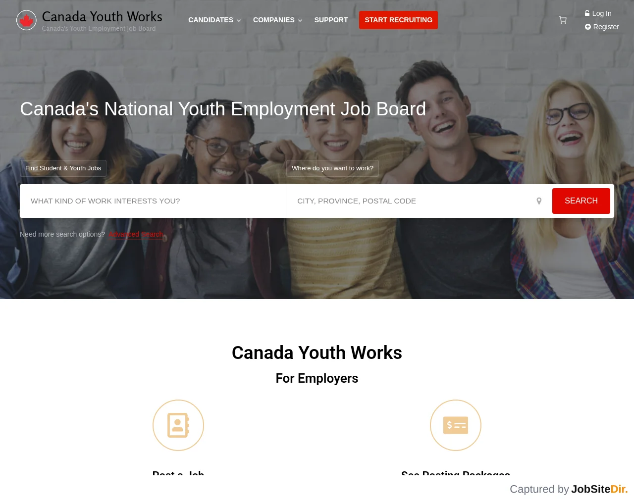 Canada Youth Works website screenshot