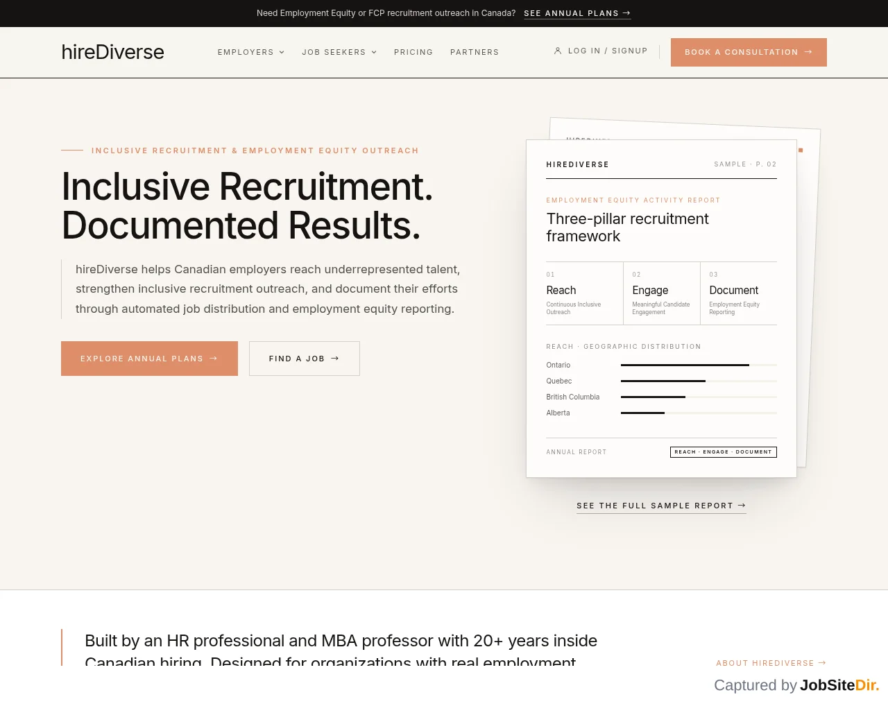hireDiverse screenshot hireDiverse website screenshot