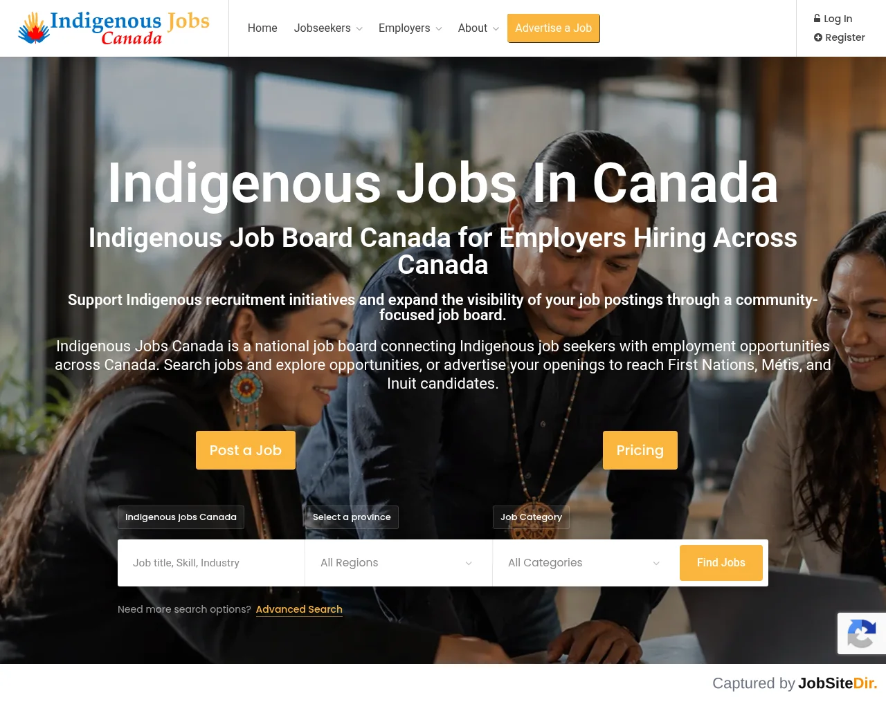 Indigenous Jobs Canada website screenshot
