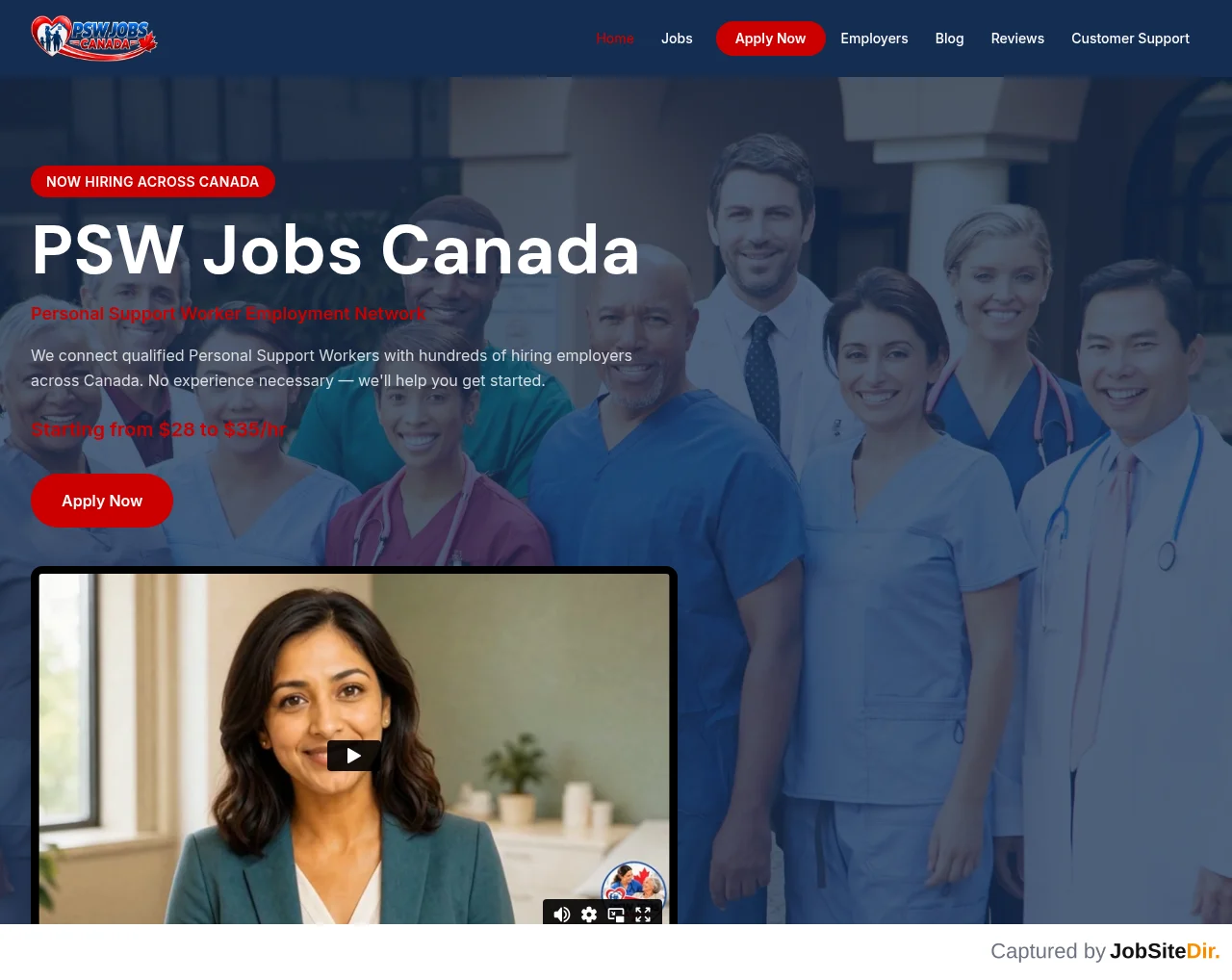 PSW Jobs Canada website screenshot