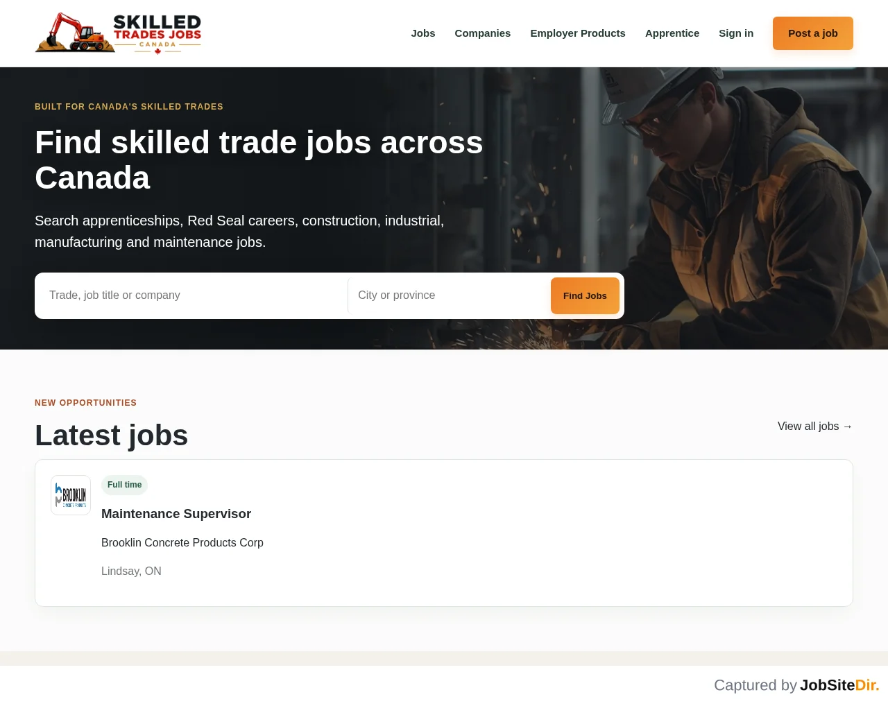 Skilled Trade Jobs Canada screenshot Skilled Trade Jobs Canada website screenshot