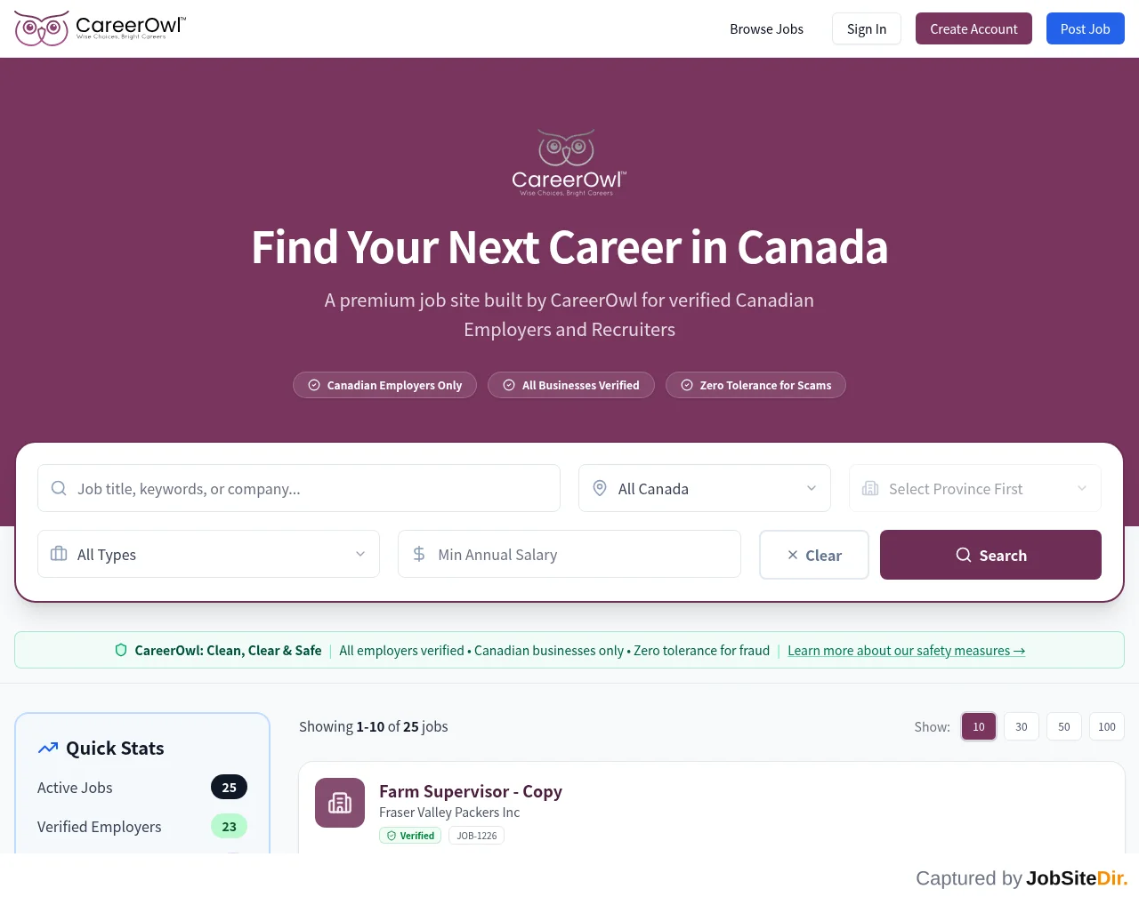 CareerOwl website screenshot