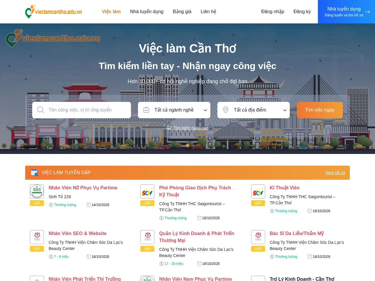 Việc Làm Cần Thơ website screenshot