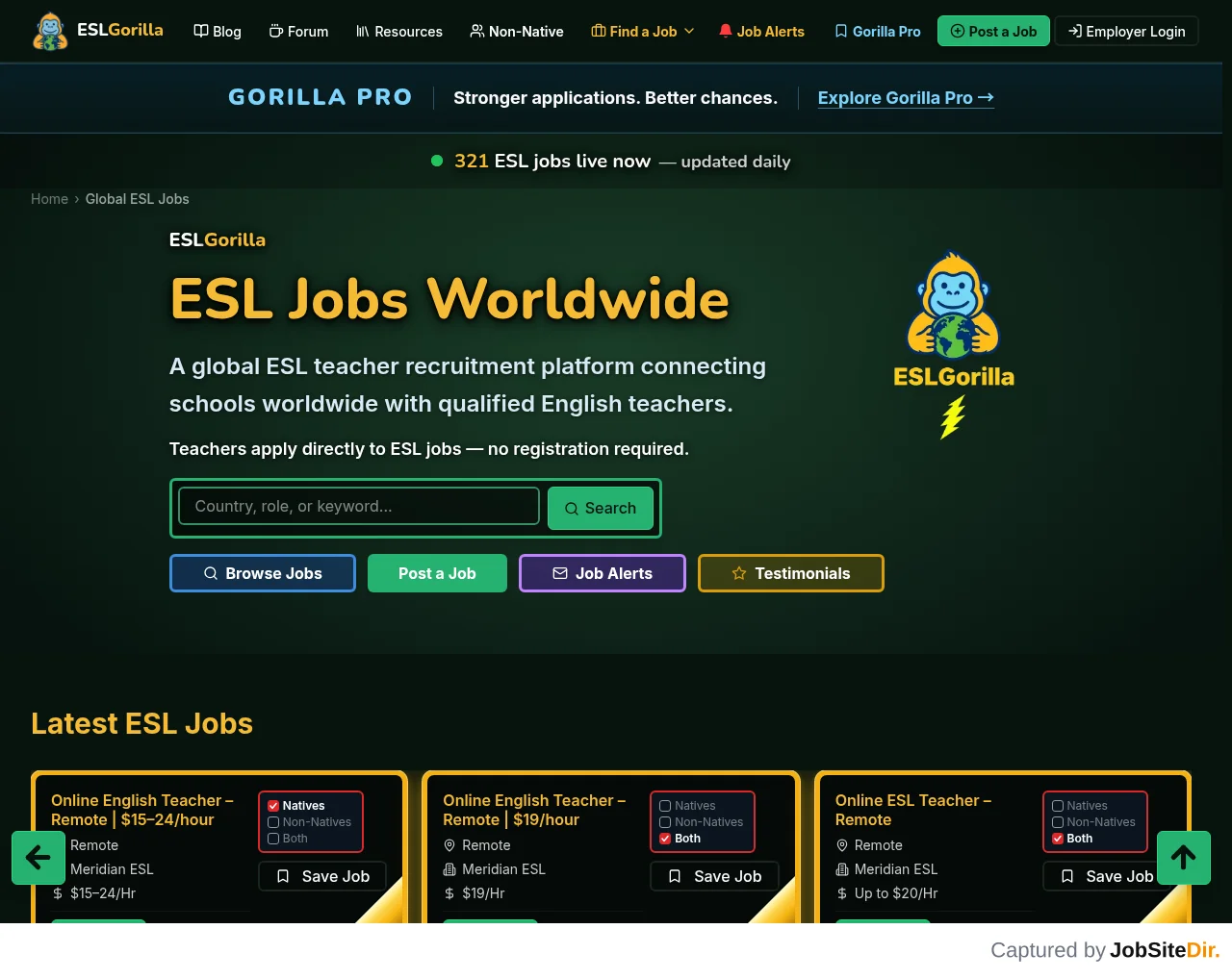 ESLGorilla website screenshot