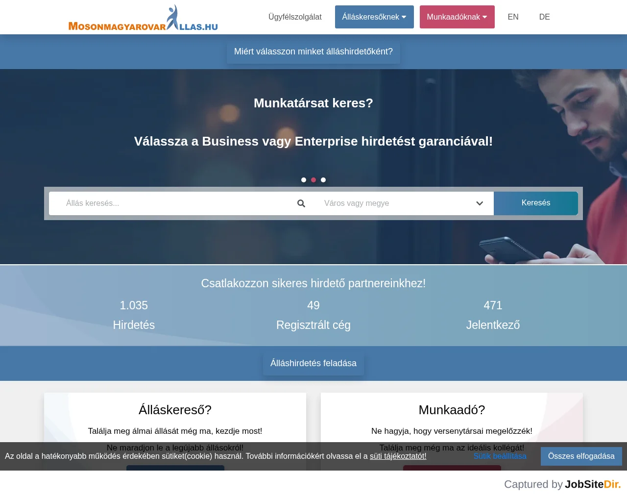 Mosonmagyaróvár Állás website screenshot