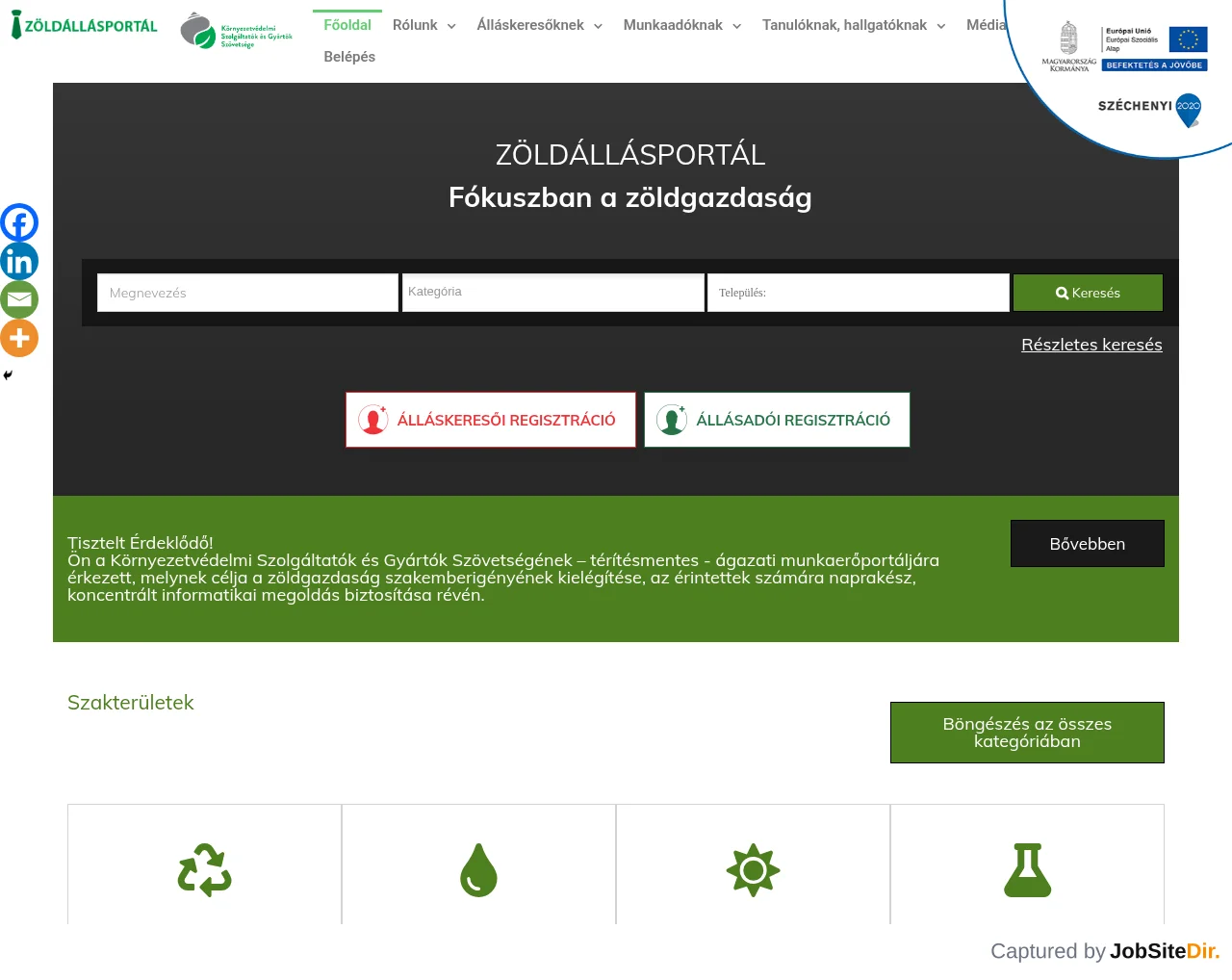 ZöldÁllásPortál website screenshot