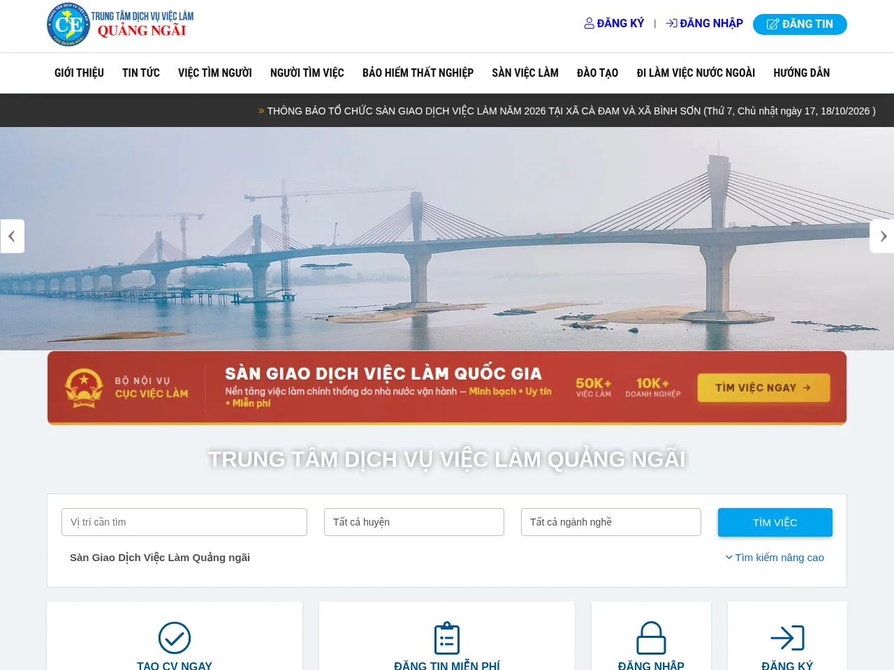 Trung tâm Dịch vụ việc làm Quảng Ngãi screenshot Trung tâm Dịch vụ việc làm Quảng Ngãi website screenshot