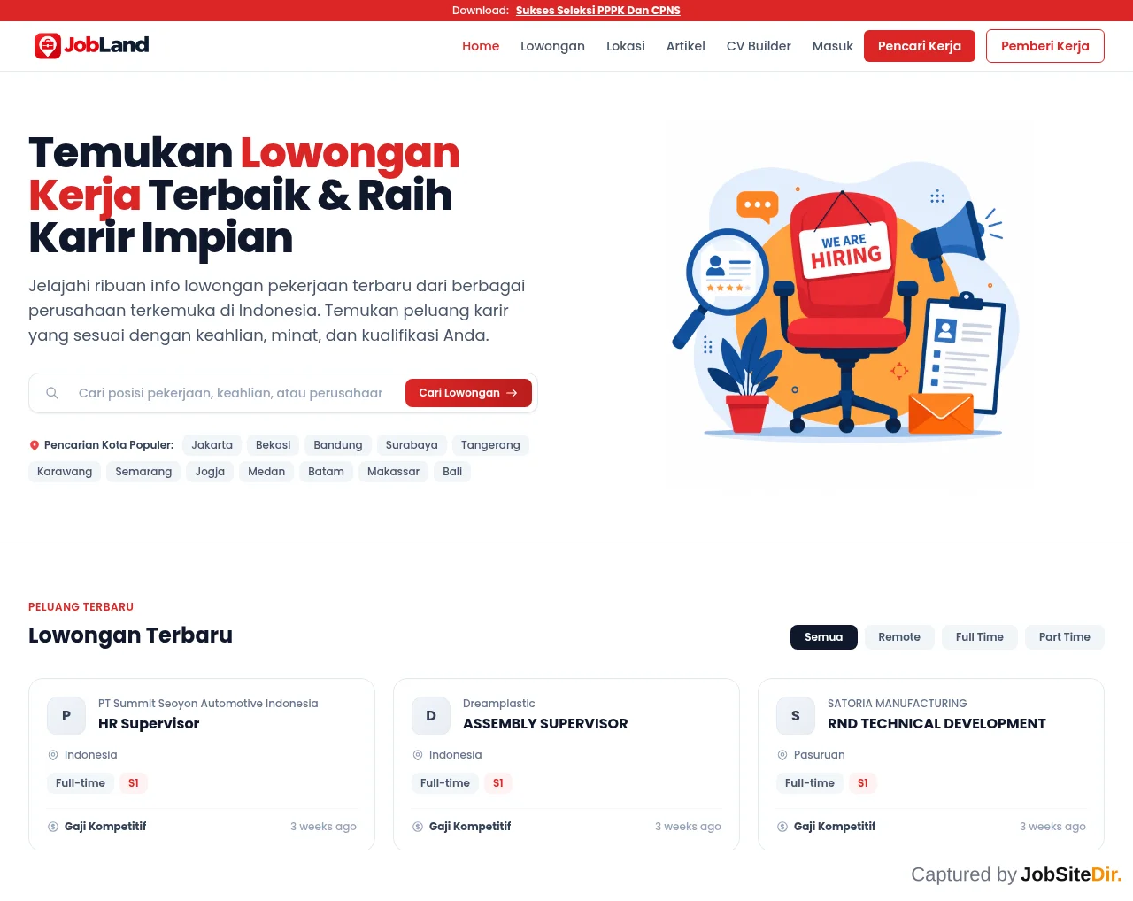 JobLand website screenshot
