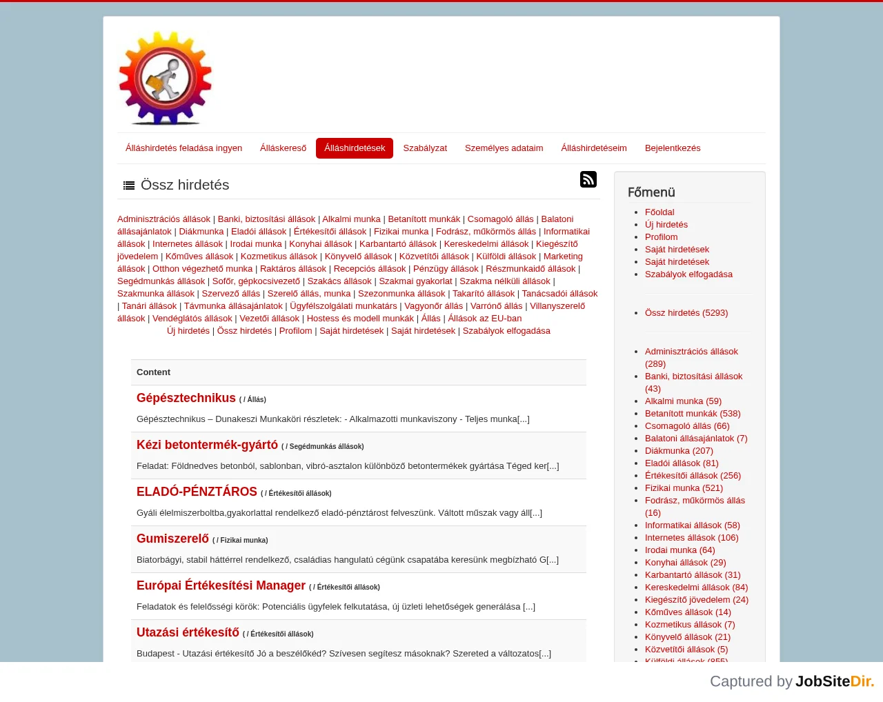 Álláshirdetések screenshot Álláshirdetések website screenshot