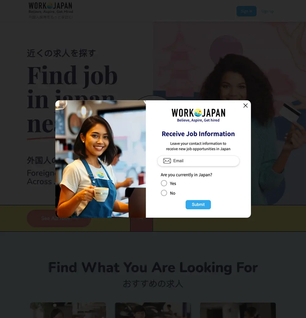 WORK JAPAN website screenshot