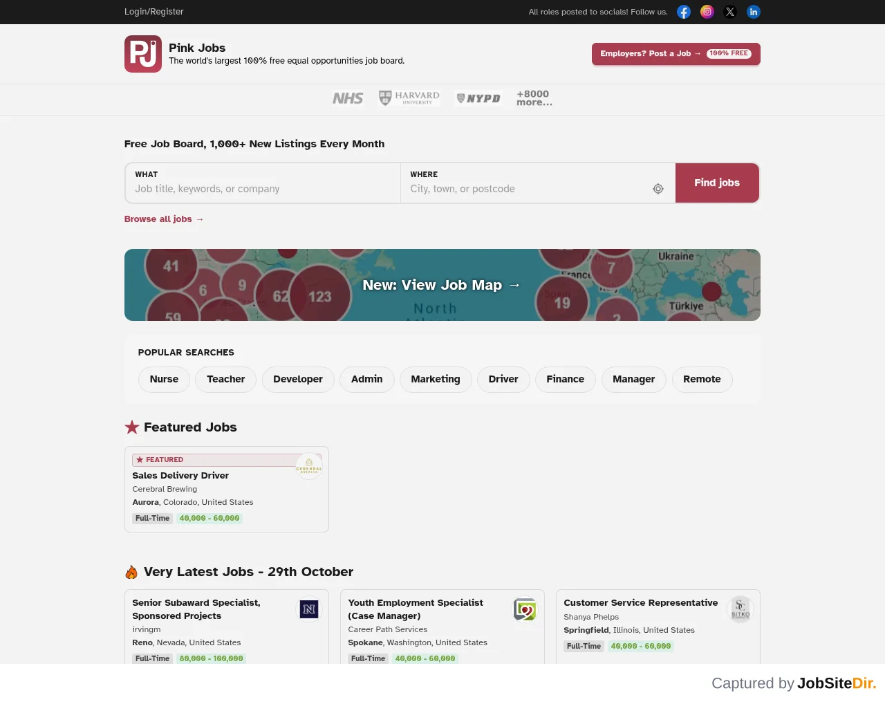 Pink Jobs screenshot Pink Jobs website screenshot