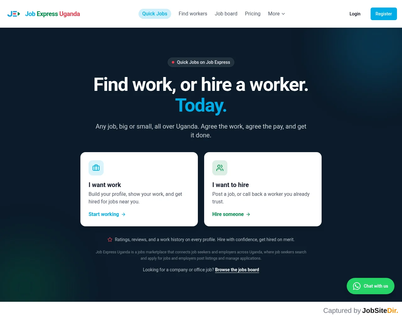 Job Express Uganda website screenshot