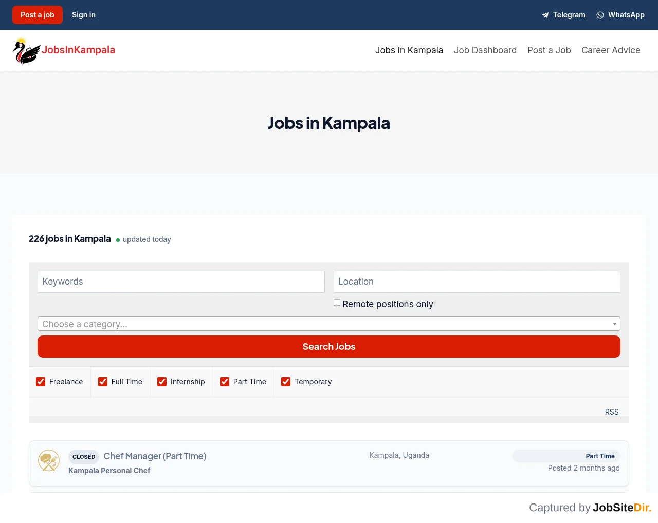 Jobs in Kampala screenshot Jobs in Kampala website screenshot