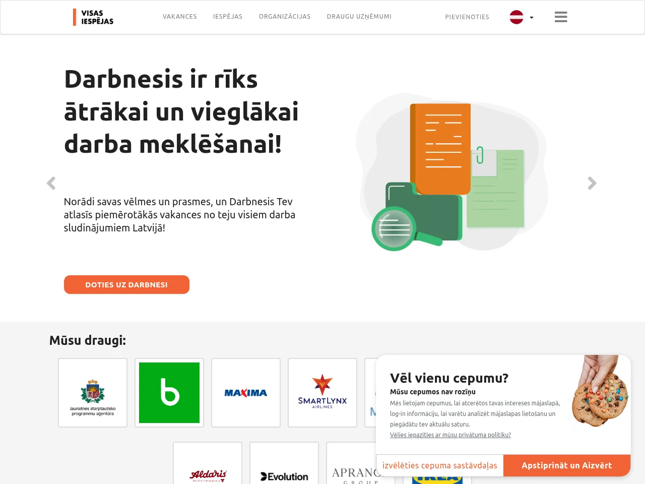 Visas Iespējas website screenshot