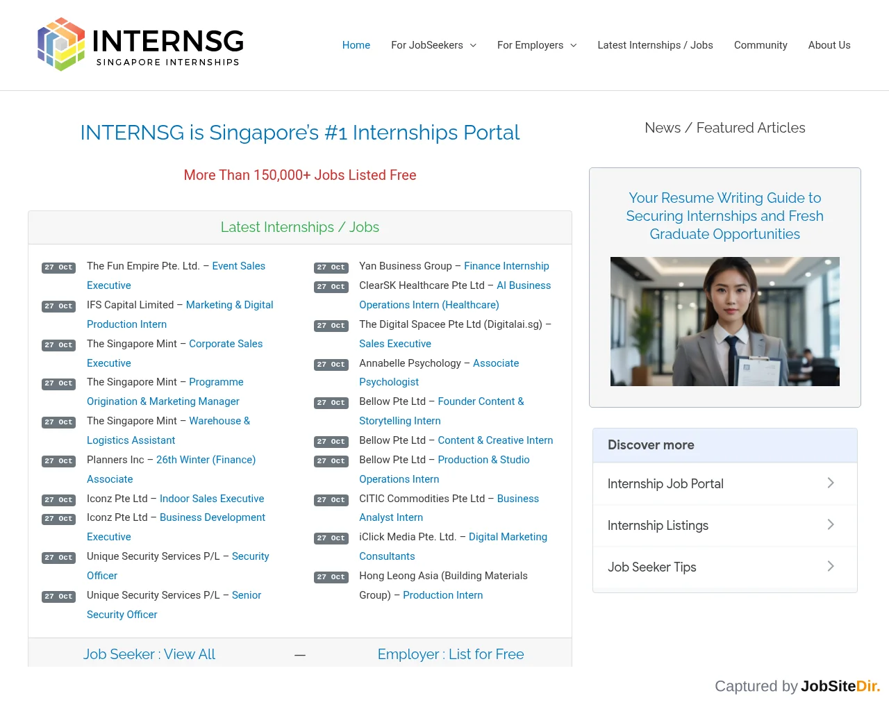 INTERNSG screenshot INTERNSG website screenshot