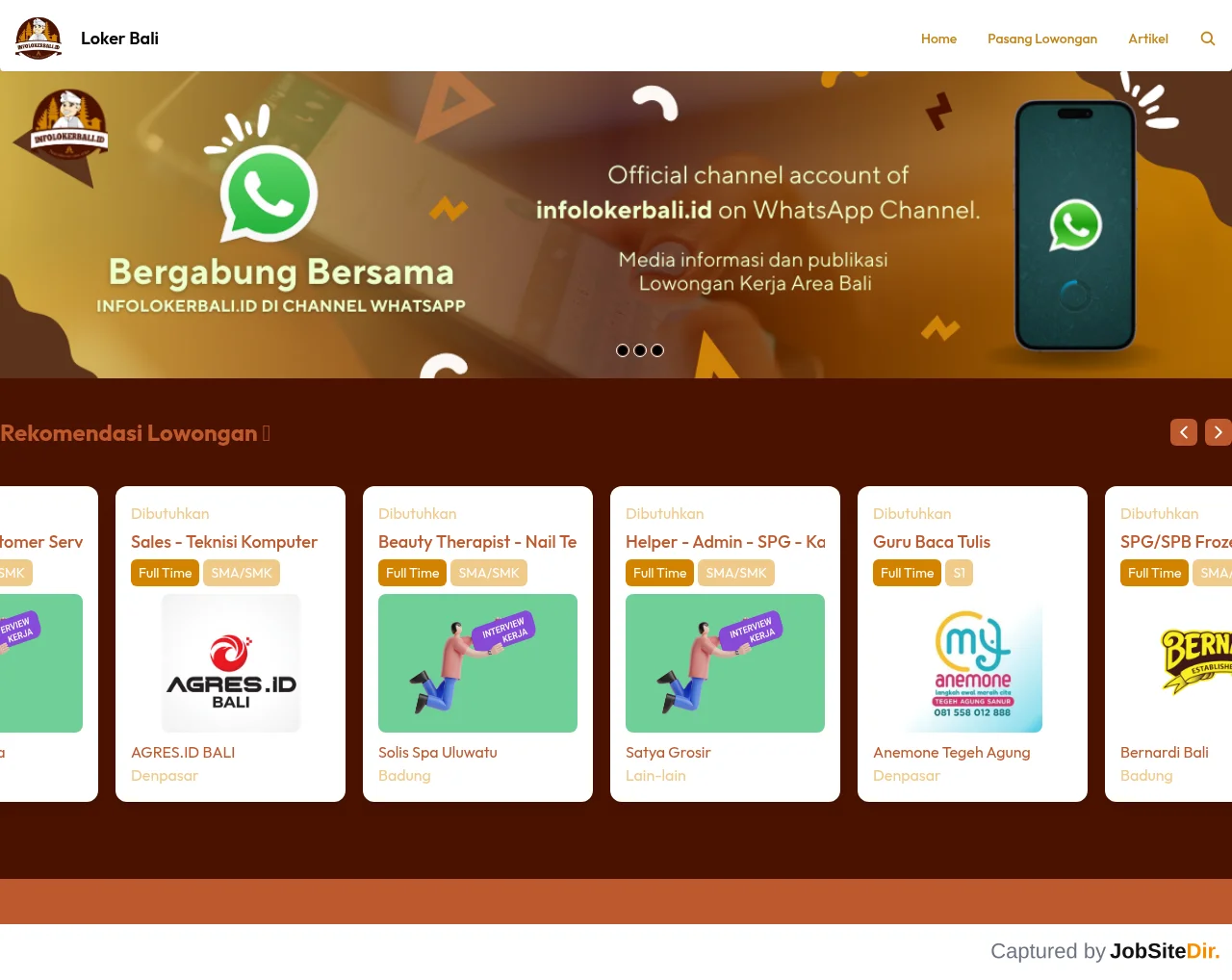 Loker Bali website screenshot