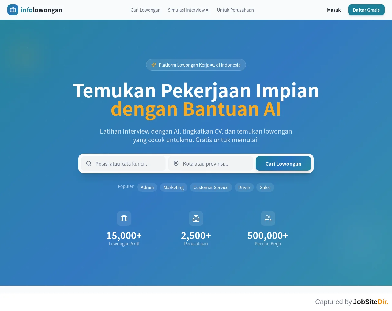 Infolowongan screenshot Infolowongan website screenshot