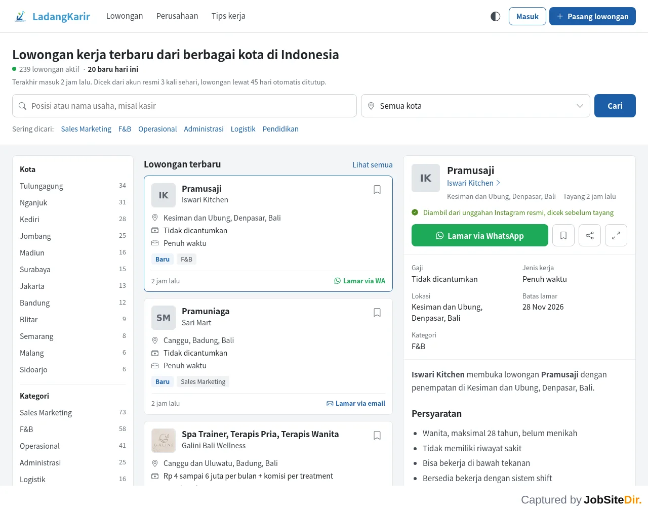LadangKarir website screenshot