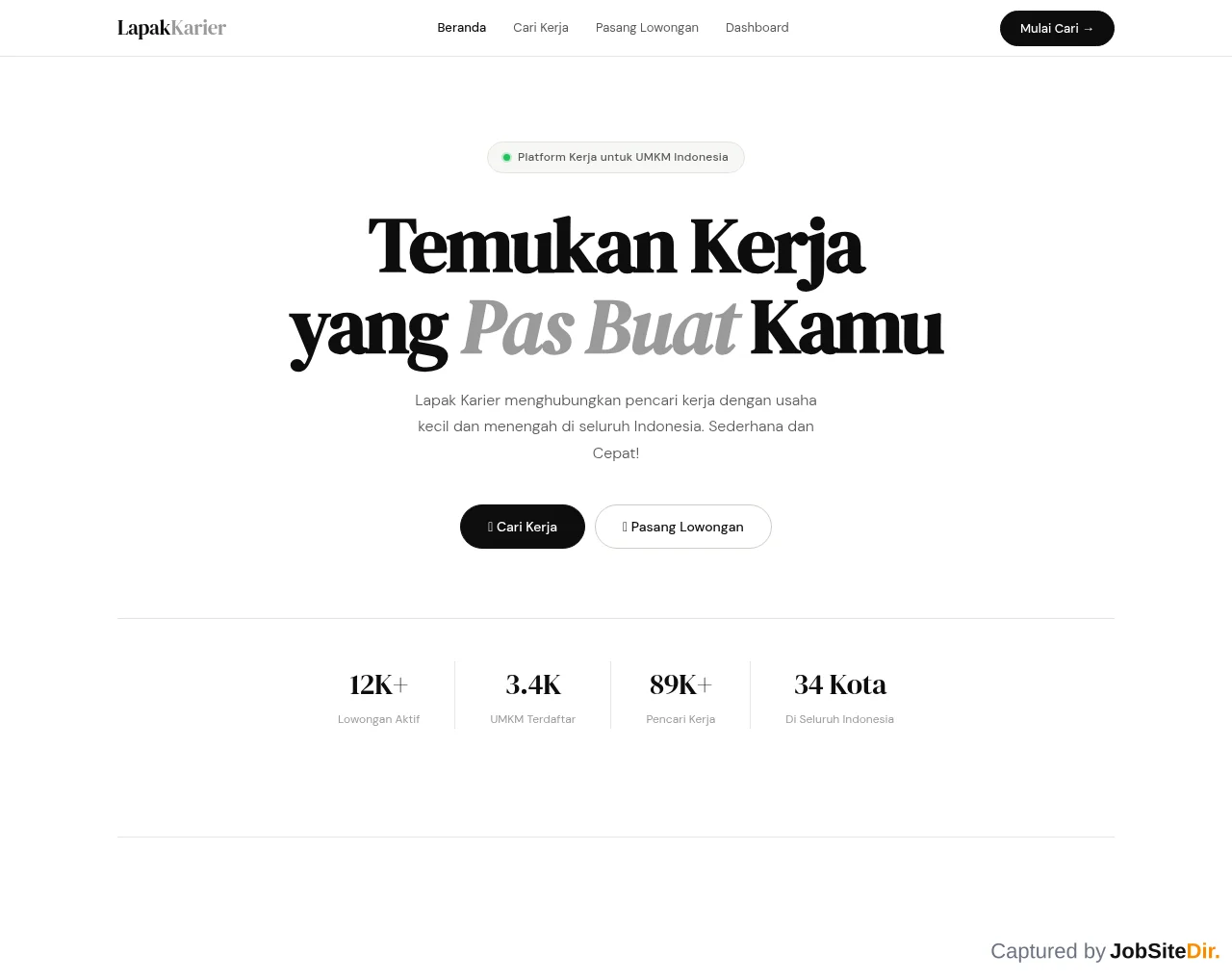 Lapak Karier website screenshot