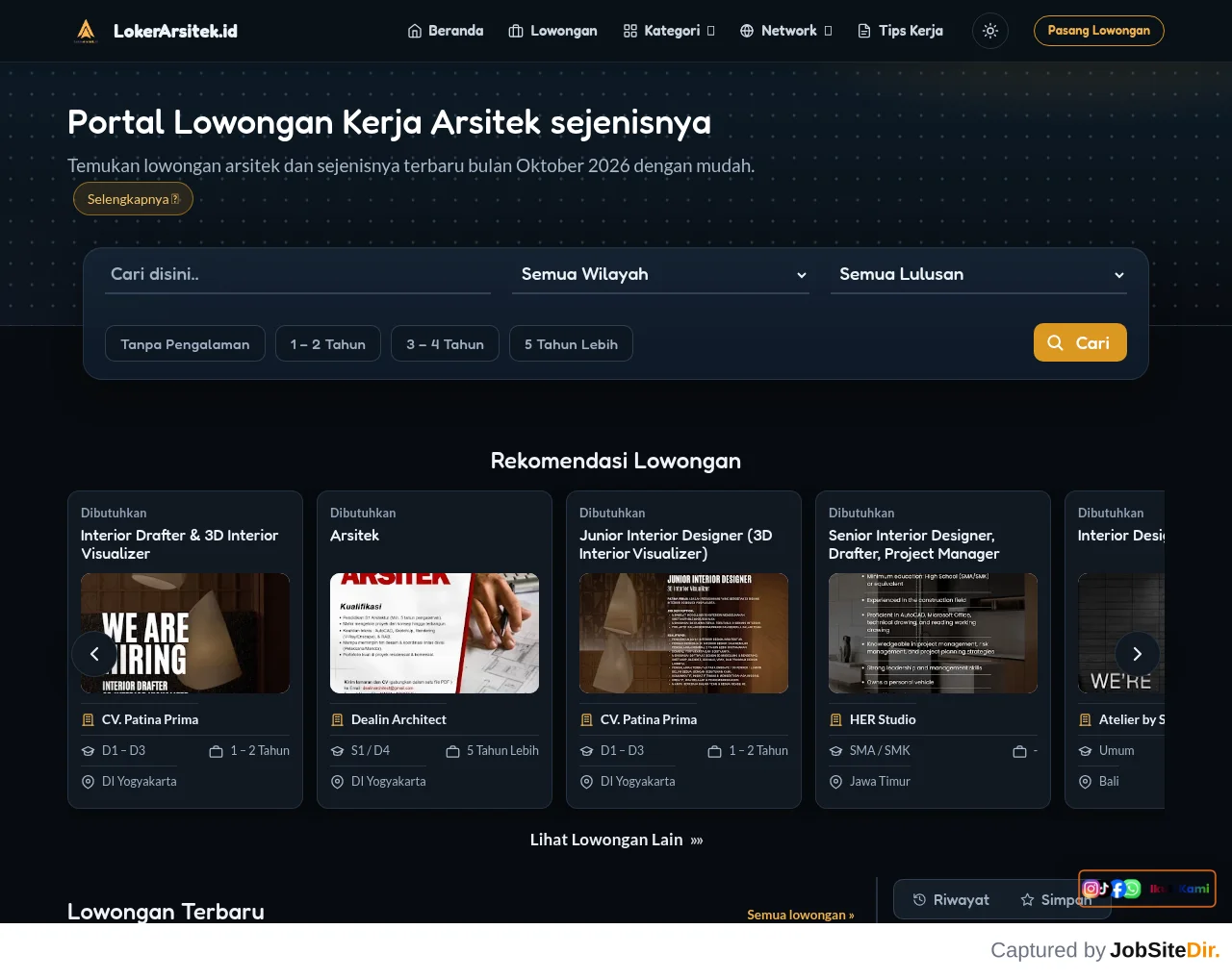 LokerArsitek website screenshot