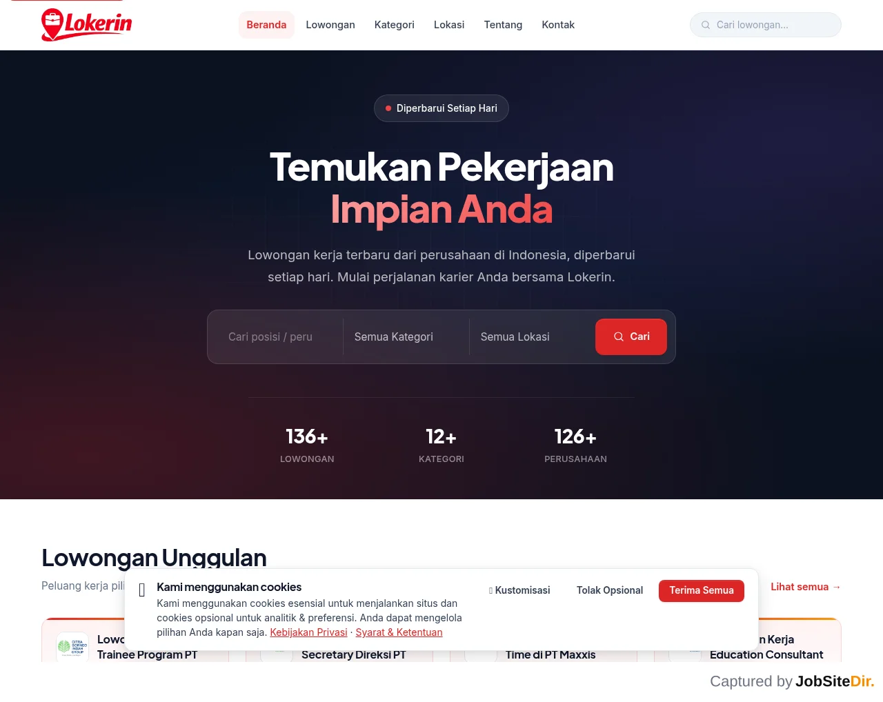 Lokerin screenshot Lokerin website screenshot