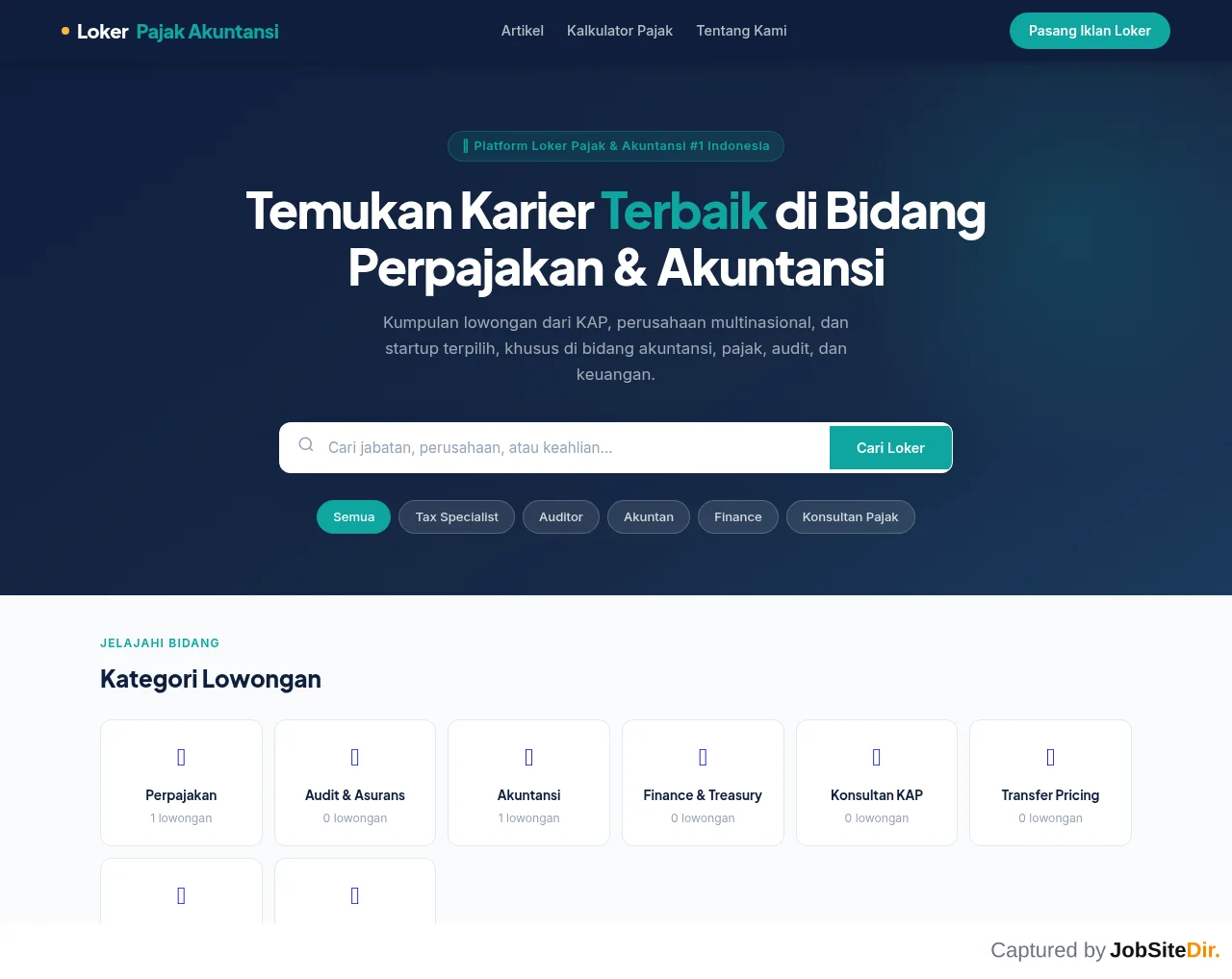 Loker Pajak Akuntansi website screenshot