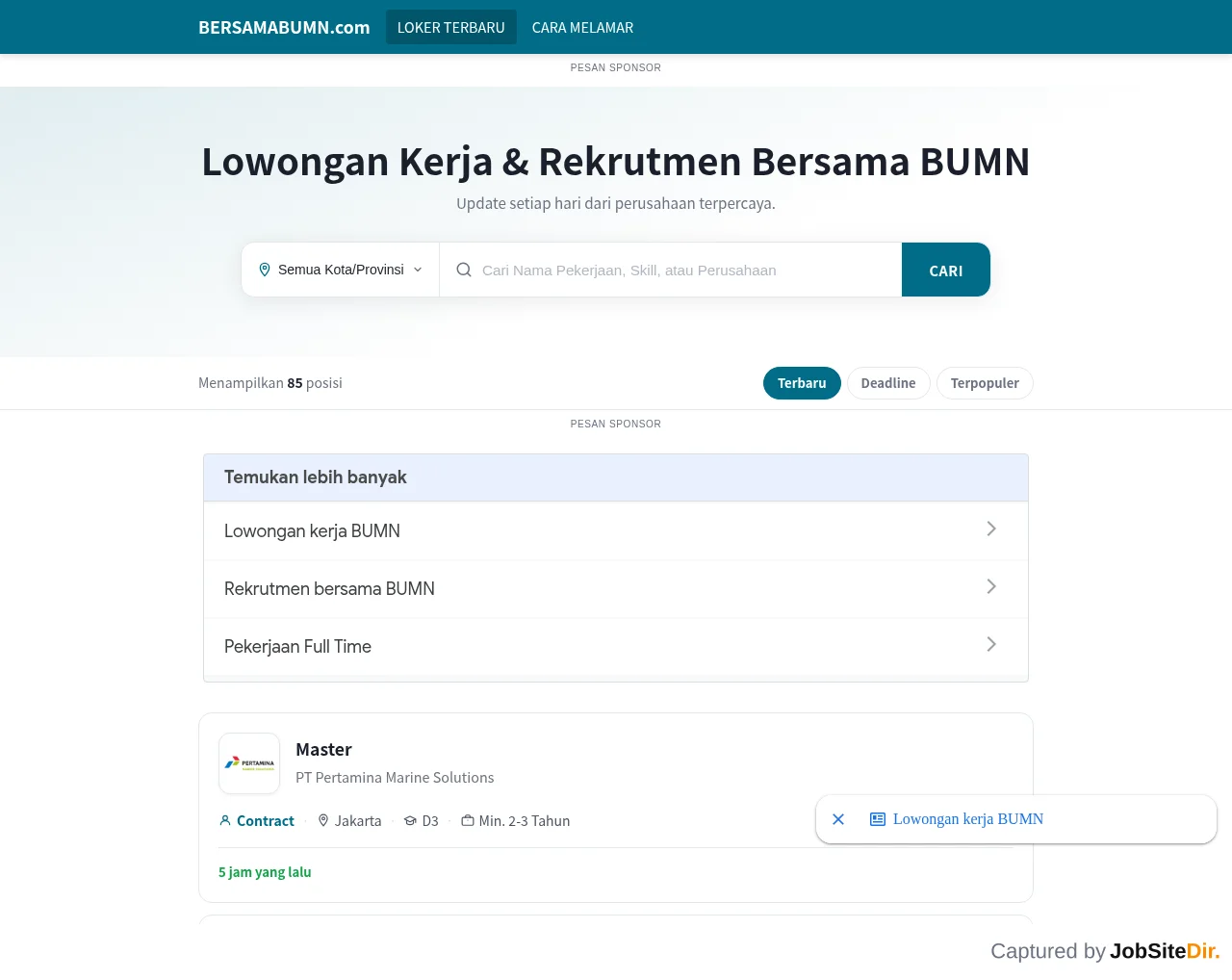 Bersama BUMN screenshot Bersama BUMN website screenshot