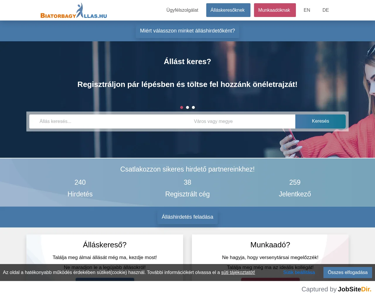 Biatorbágy Állás website screenshot