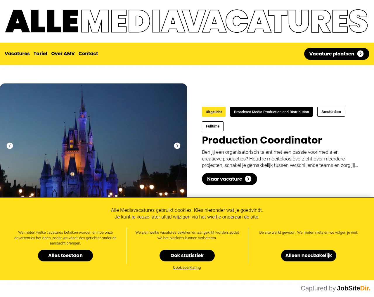 Alle Mediavacatures screenshot Alle Mediavacatures website screenshot