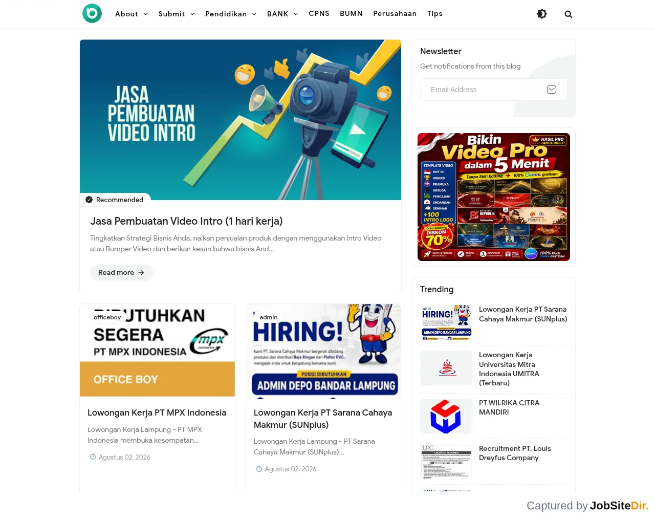 Bursa Lampung website screenshot