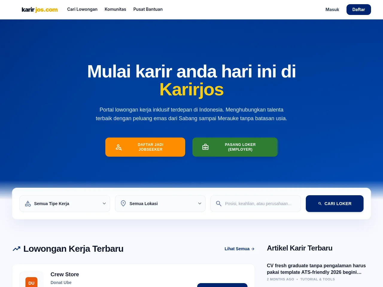Karirjos screenshot Karirjos website screenshot