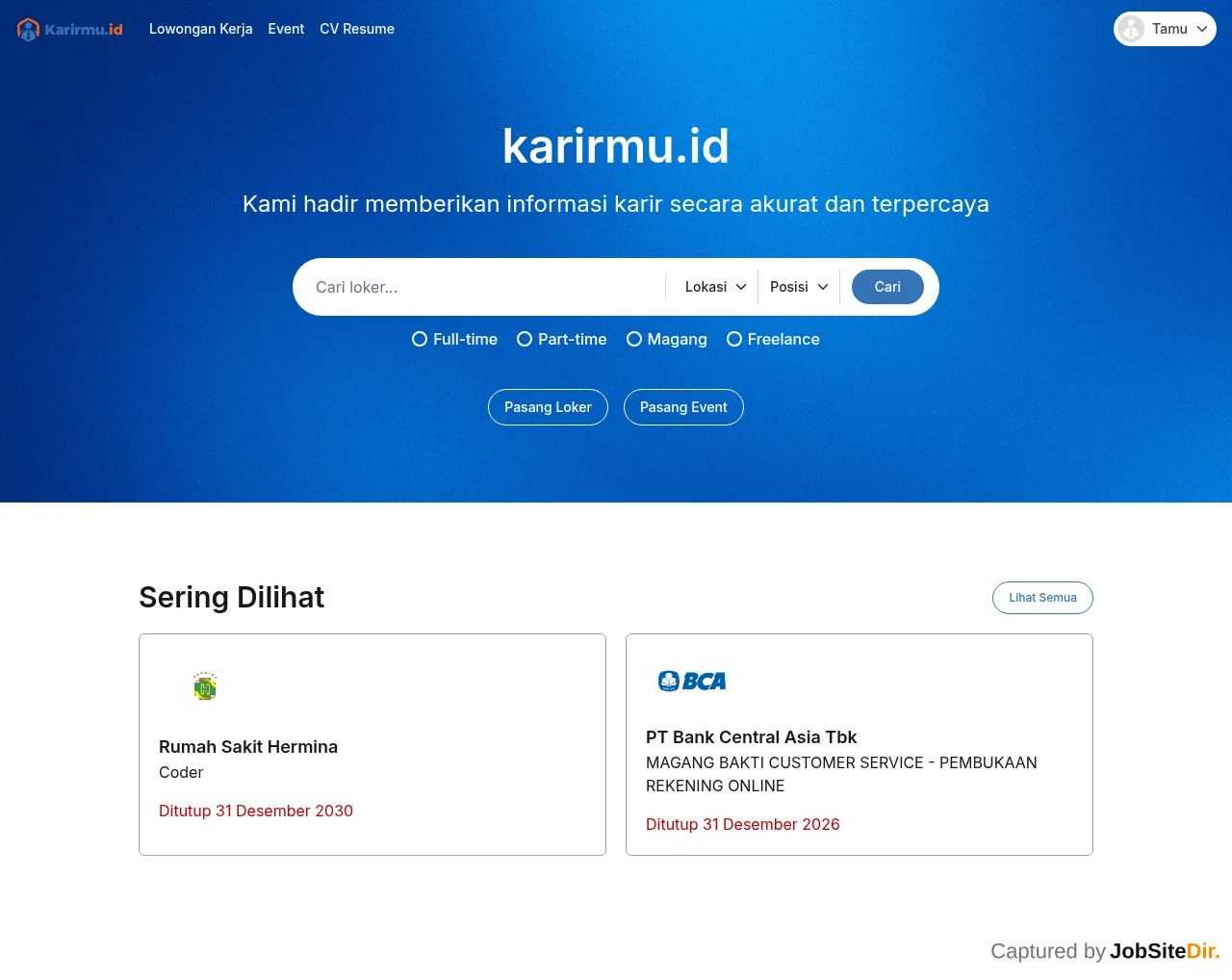 Karirmu website screenshot