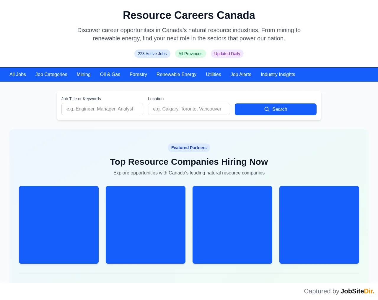 Resource Careers Canada screenshot Resource Careers Canada website screenshot
