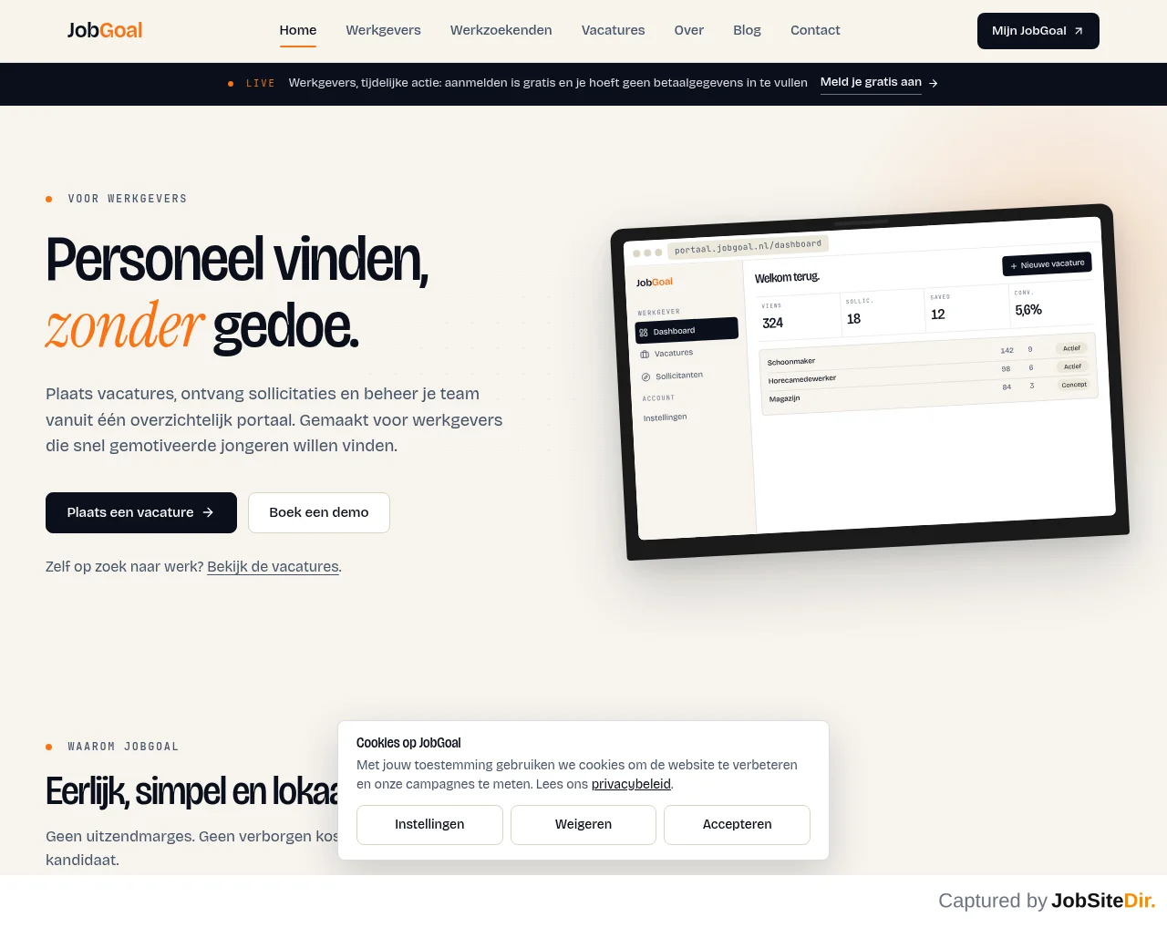 JobGoal website screenshot