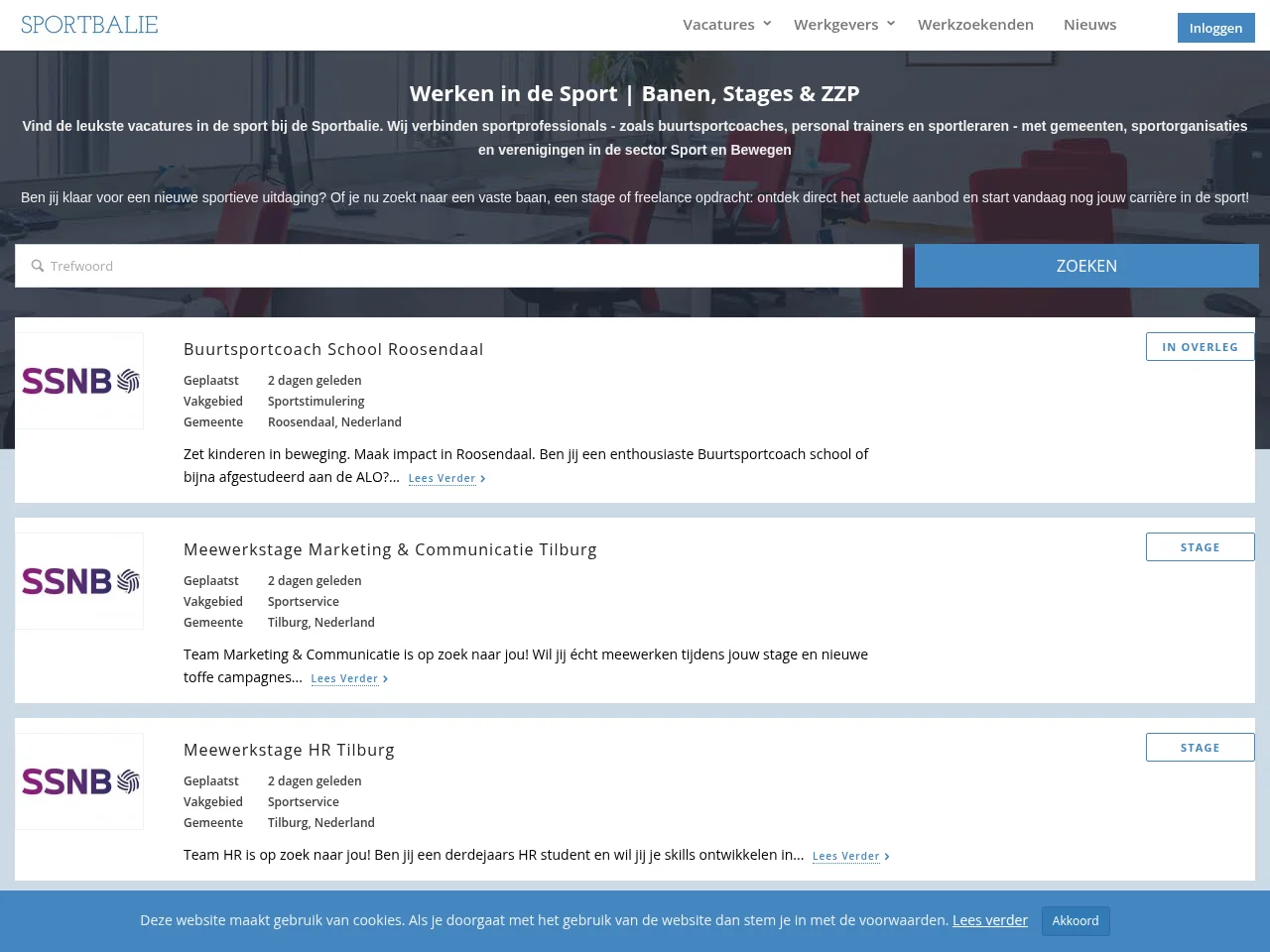 de Sportbalie website screenshot
