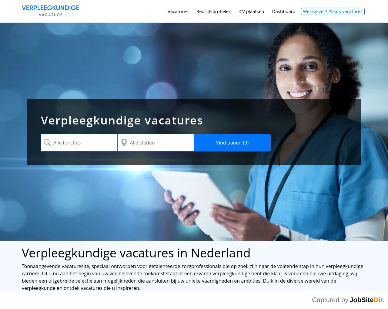 Verpleegkundige Vacature screenshot Verpleegkundige Vacature website screenshot