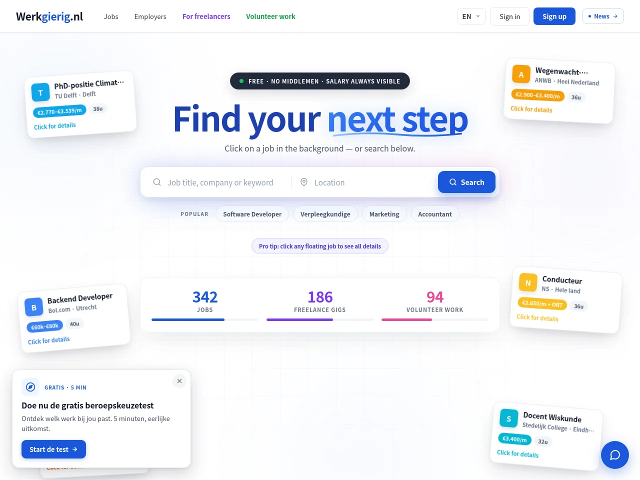 Werkgierig website screenshot