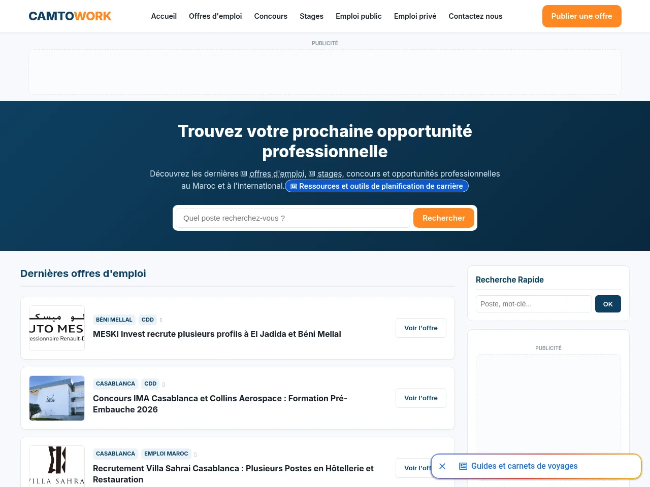 Camtowork website screenshot
