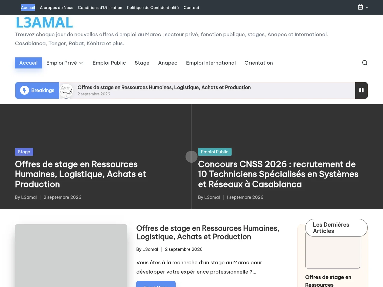 l3amal website screenshot