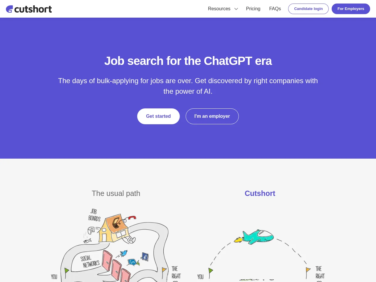 Cutshort website screenshot