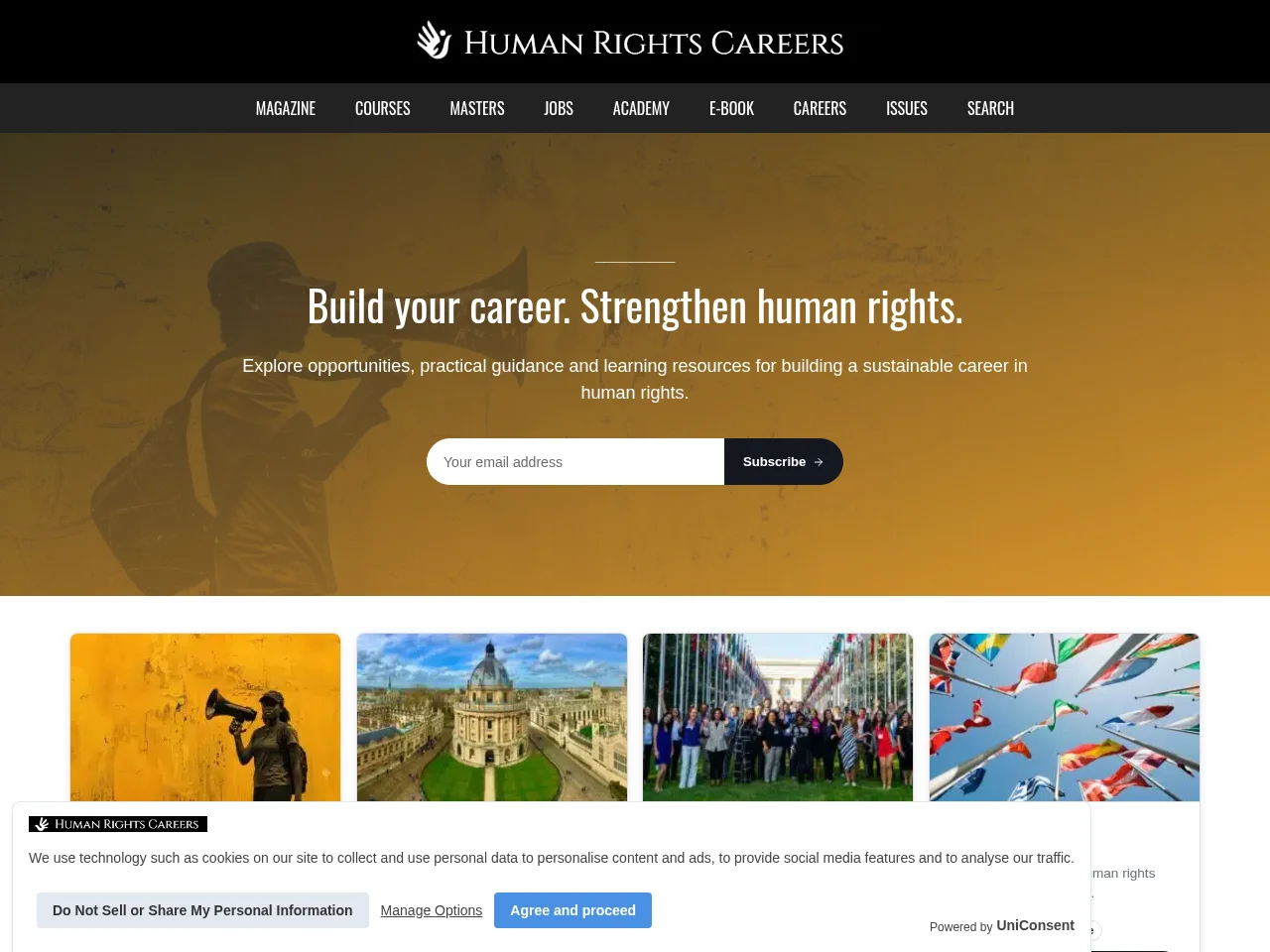 Human Rights Careers website screenshot