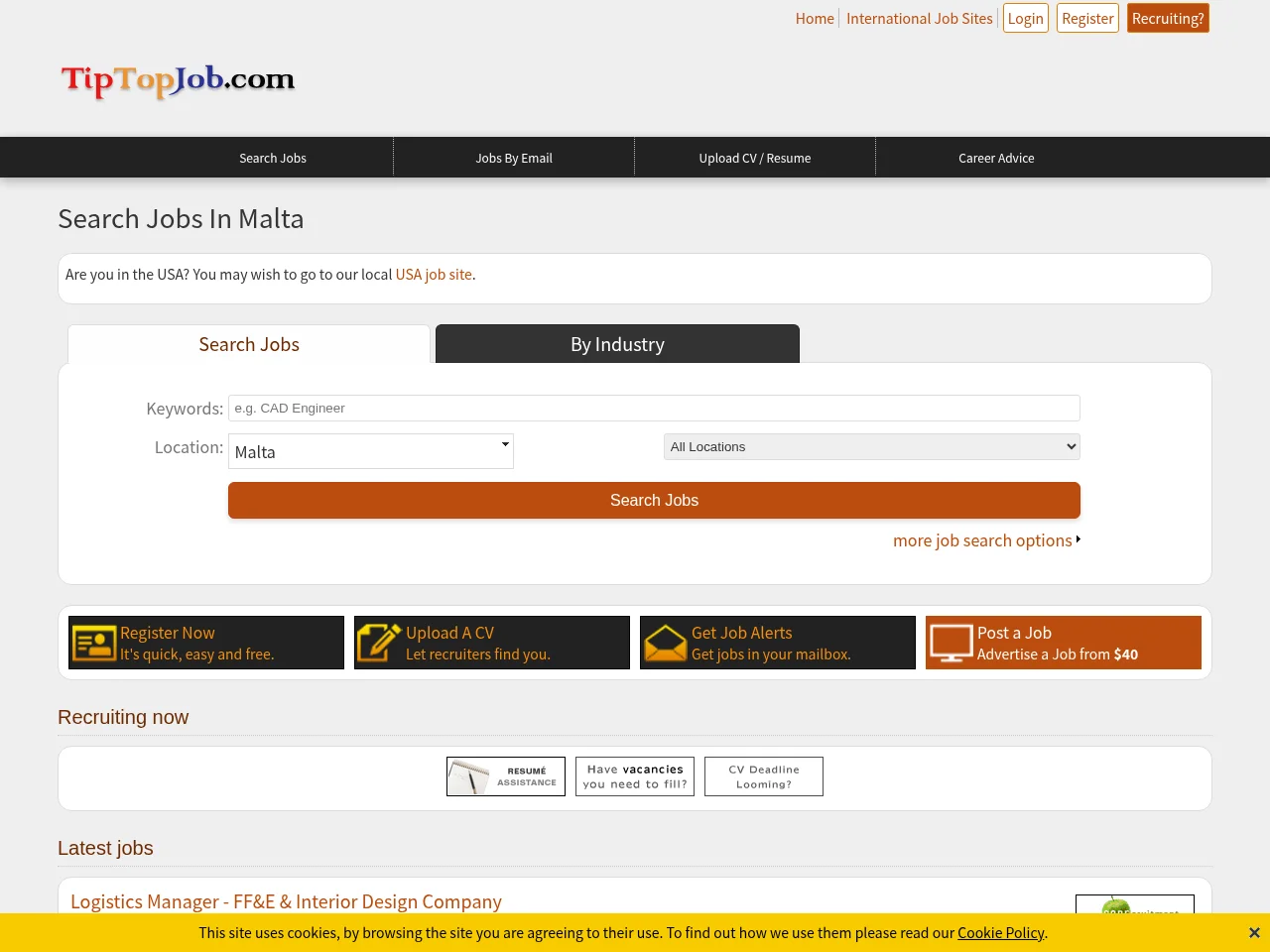 TipTopJob Malta screenshot TipTopJob Malta website screenshot