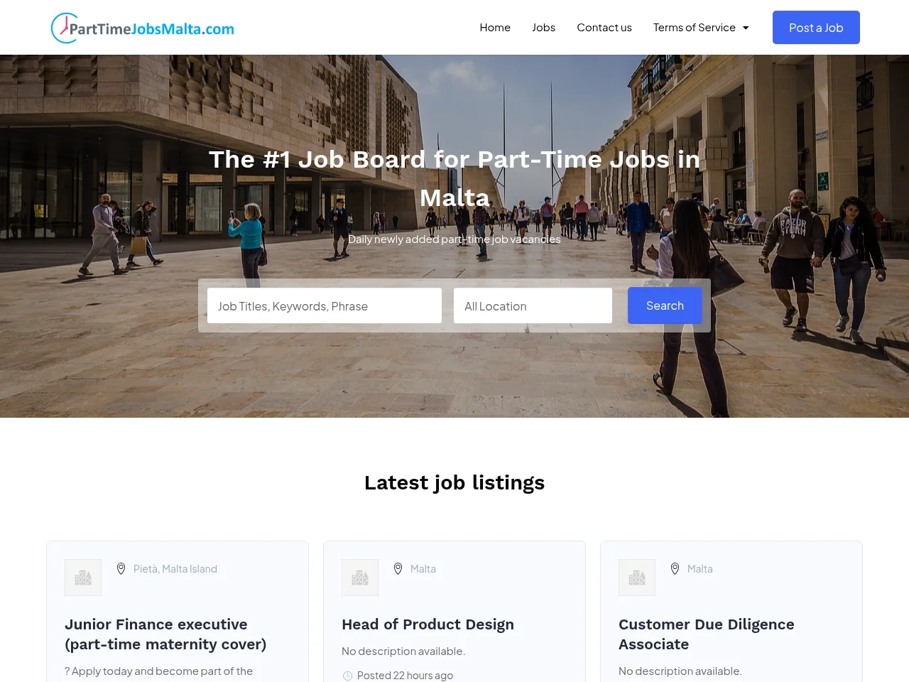 Part Time Jobs Malta website screenshot