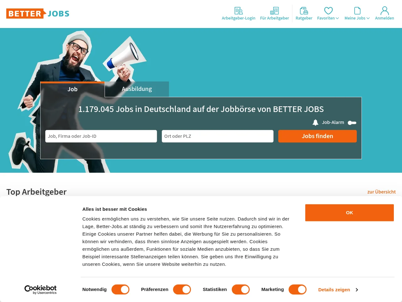 BETTER JOBS website screenshot