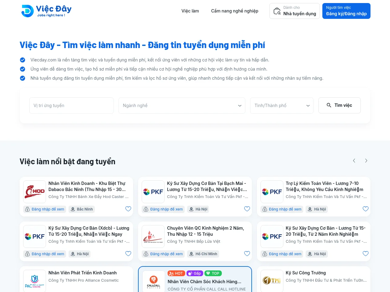 Việc Đây screenshot Việc Đây website screenshot