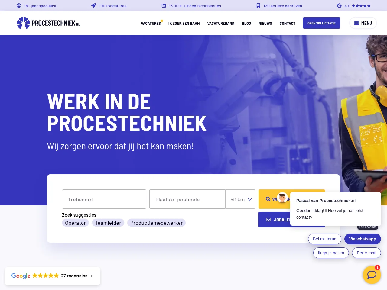 Procestechniek website screenshot