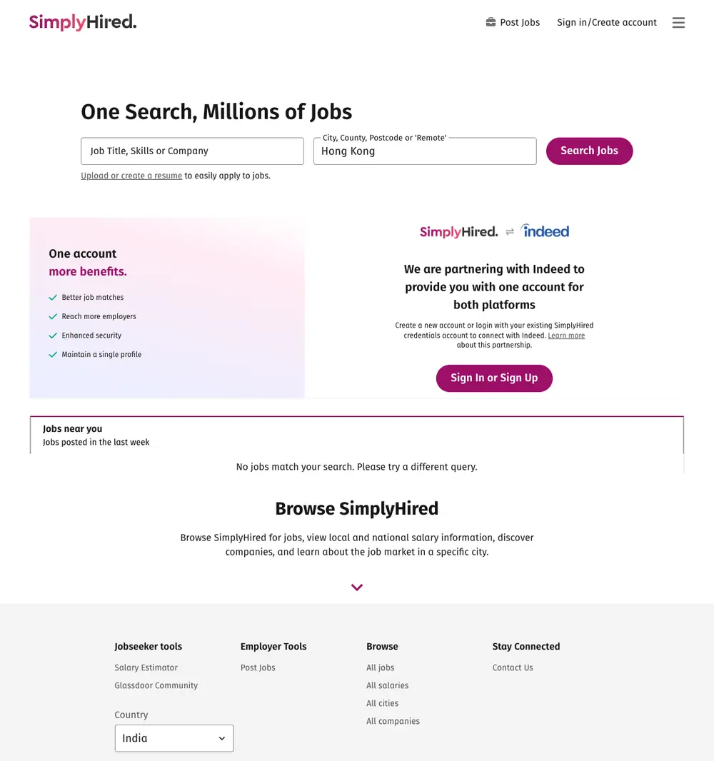 SimplyHired screenshot SimplyHired website screenshot