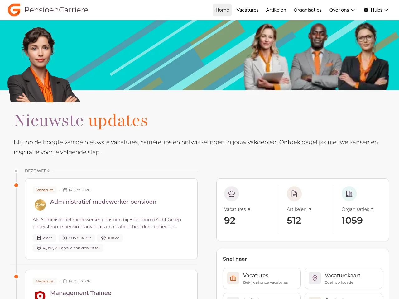 PensioenCarriere website screenshot