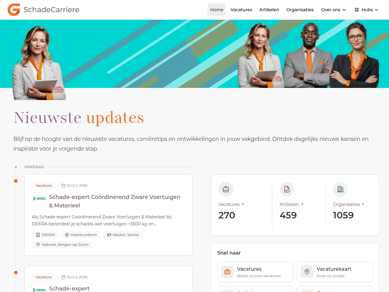 SchadeCarriere website screenshot