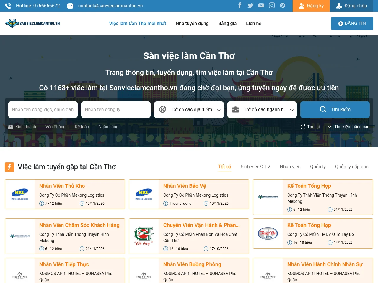 Sàn Việc Làm Cần Thơ screenshot Sàn Việc Làm Cần Thơ website screenshot